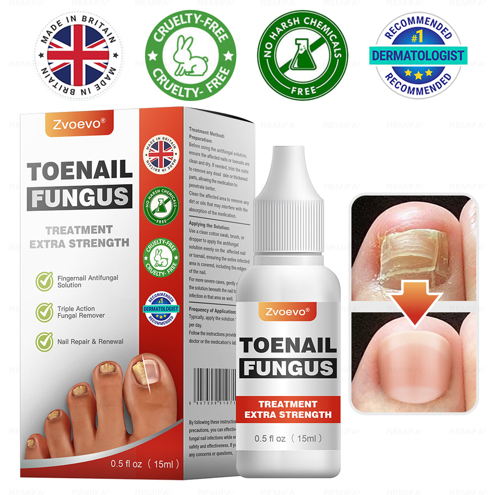 ✅ Made and Shipped from UK | Zvoevo® Toenail Fungus Treatment Extra Strength, Antifungal Solution for Toenail or Fingernail, Triple Action Formula for Remove Fungal, Repair and Renewal Damaged Nails 🍀